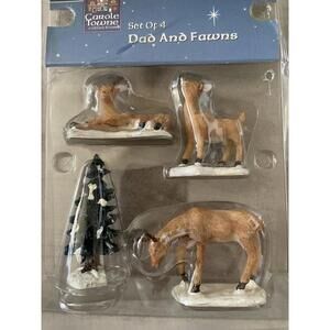 LEMAX Christmas Village Figurines 92299 Dad And Fawns Set of 4 1999 Carole Towne
